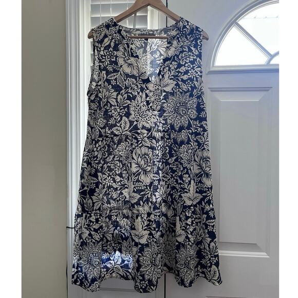 Elliot Lauren Semi Sheer Floral V Neck Gauzy Tier Pocket Dress Large Lightweight - Picture 6 of 14